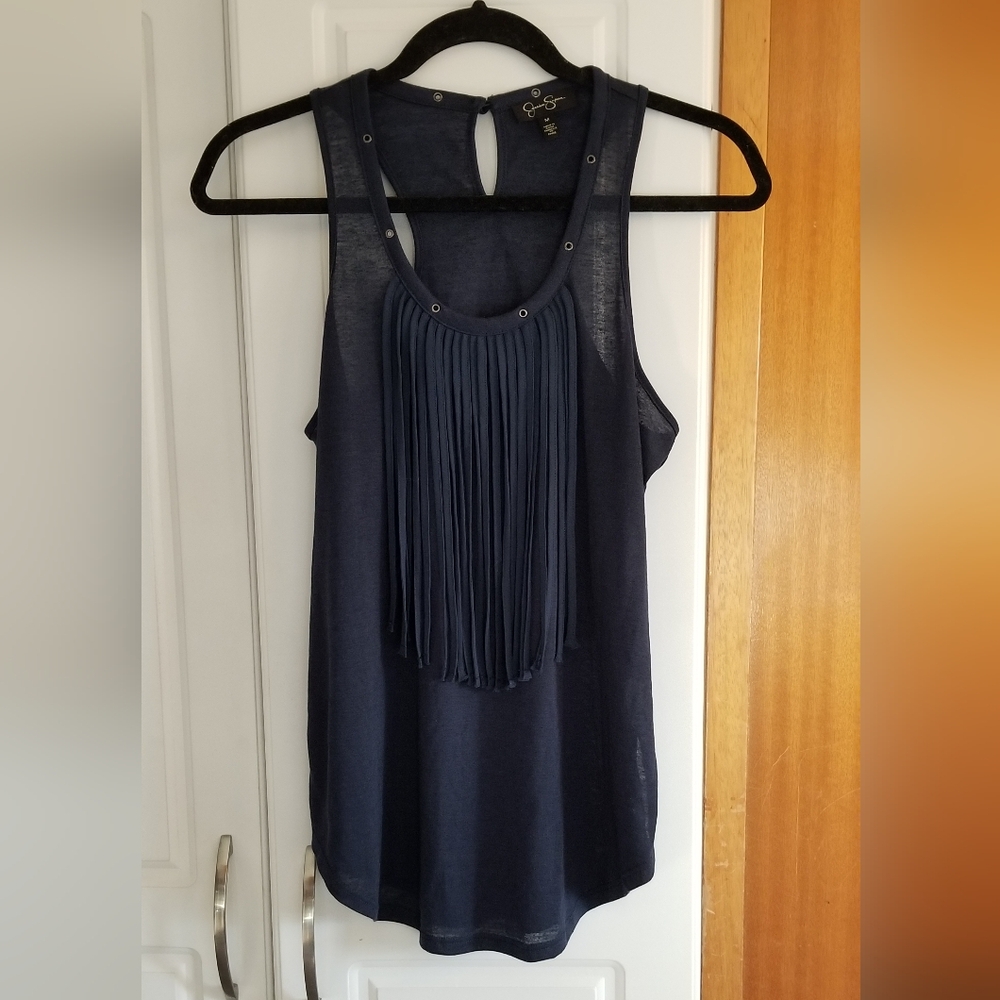 🍁🌺Jessica Simpson waterfall fringe tank top with grommet detailing